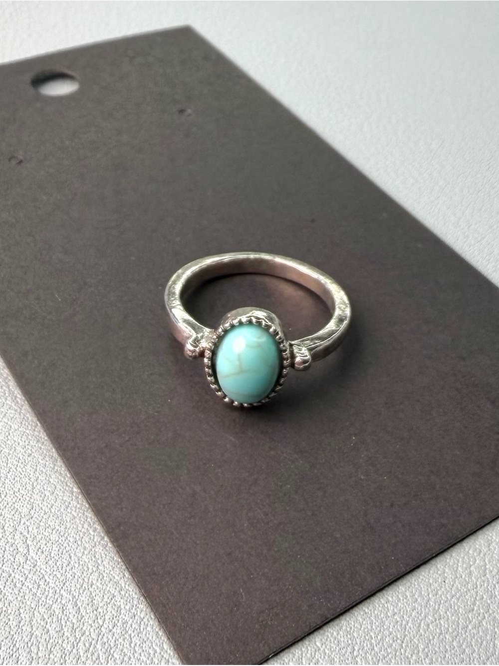 Sterling Silver Turquoise Oval Ring - Blue Stone